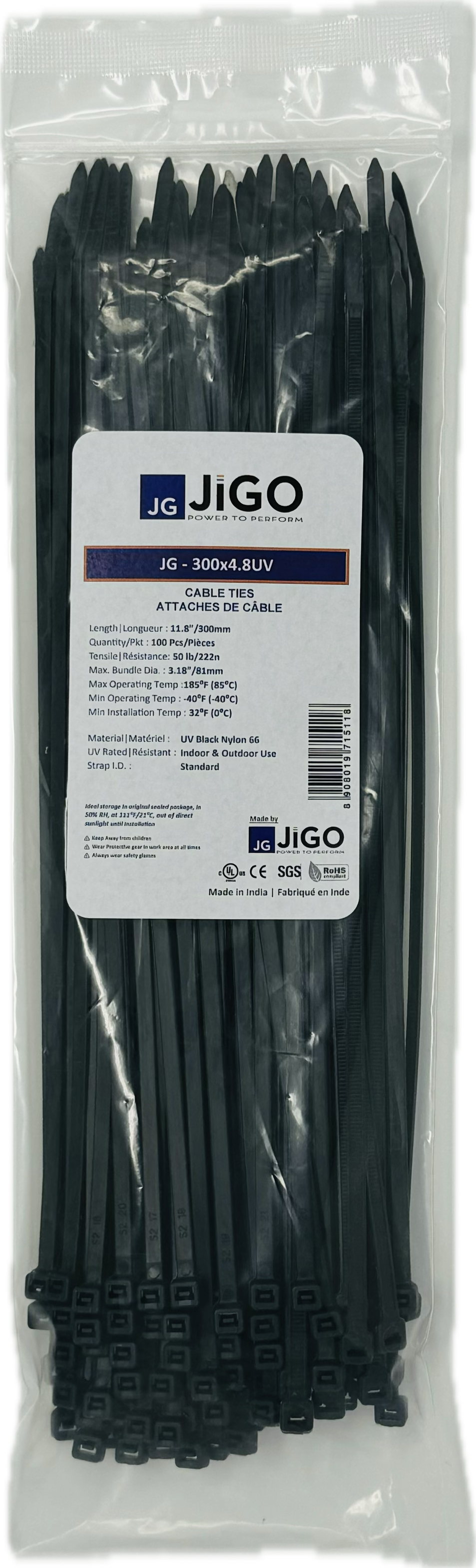 14" heavy-duty cable zip ties