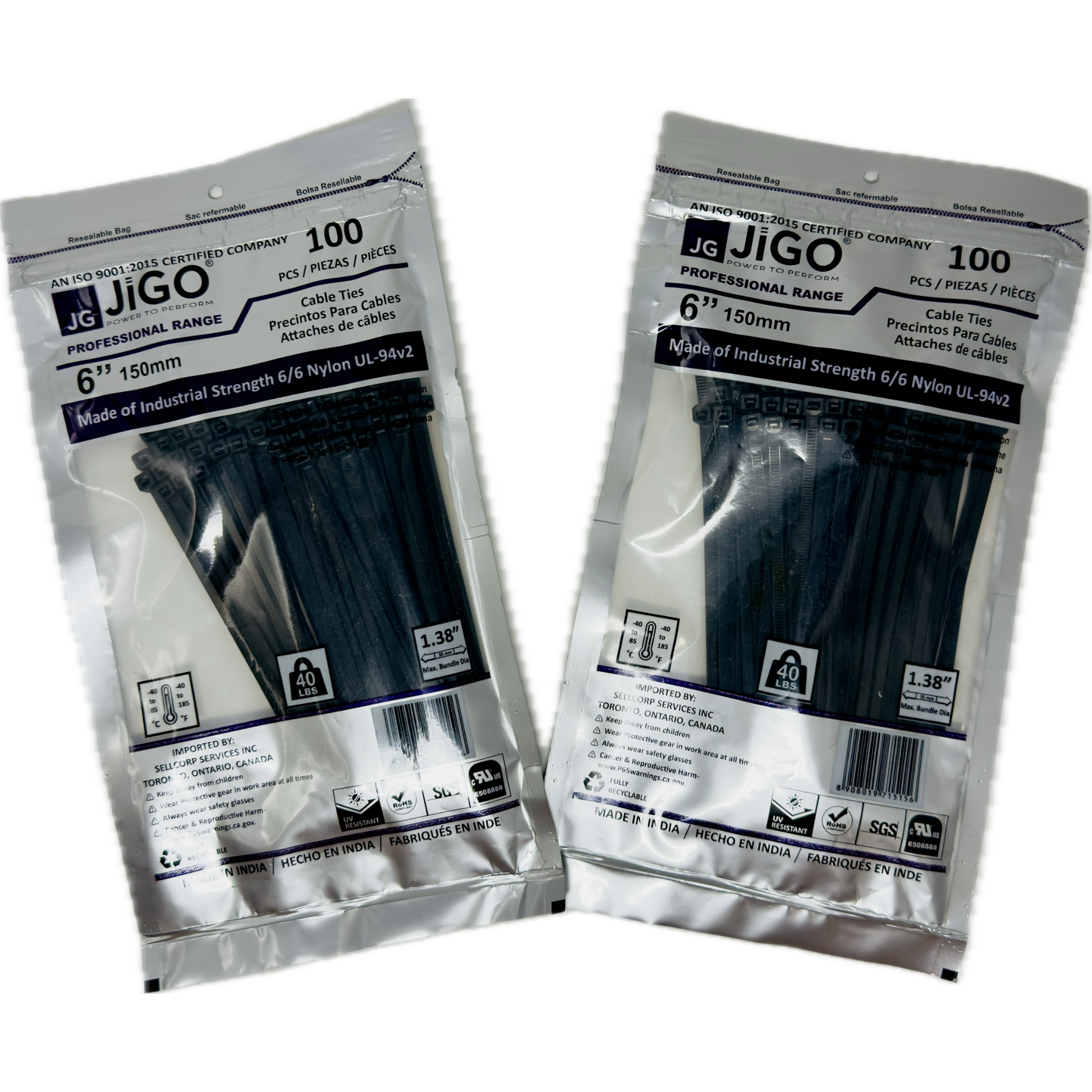 6" heavy-duty cable zip ties