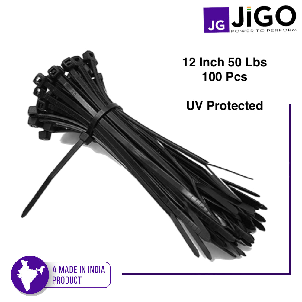 12" heavy-duty cable ties black